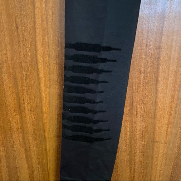 Savage X Fenty LA Black Leggings Pants with Purple Metallic Letters - Picture 8 of 8